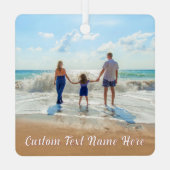 Uw Foto Kerstornament met aangepaste tekst Metalen Ornament (Achterkant)