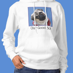 UW foto Kleur Maat Tekst Hond Pug Puppy Gezicht Ma Hoodie