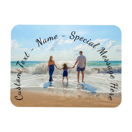 Uw foto magneet cadeau met aangepaste tekst (Horizontaal)