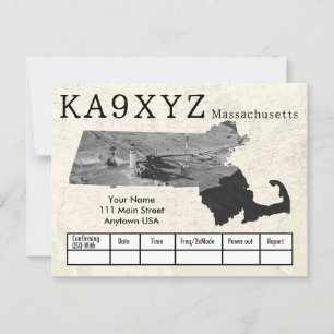 Uw foto Massachusetts Shaped Cutout Custom QSL Briefkaart