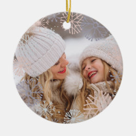 Uw foto Modern Pastel Snowflakes Keramisch Ornament