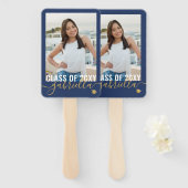 Uw foto Monogram Naam Afstuderen Klasse van 2025 Handwaaier (Voorkant en achterkant)