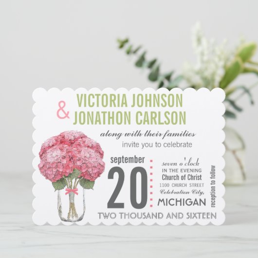 Uw foto op Back Hydrangea in Mason Jar Kaart (Staand voorkant)