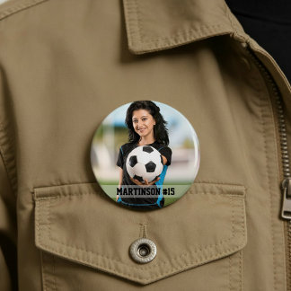 Uw foto op maat voetbal of uw sport ronde knop button 7,6 cm
