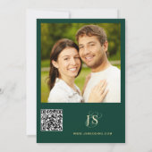 Uw foto QR-code Emerald Green & Gold Save The Date (Achterkant)