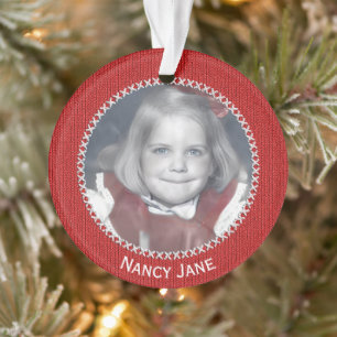Uw foto rode breipatroon fotolijst ornament