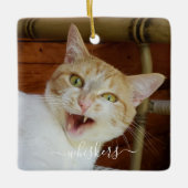 Uw foto-scriptnaam Cat Dog Pet Keepomwille Keramisch Ornament (Voorkant)