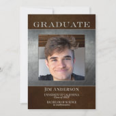 Uw foto Silver Metal Faux Leather Afstuderen Aankondiging (Voorkant)