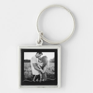Uw foto-sjabloon Cursieve Sleutelhanger Liefde Met