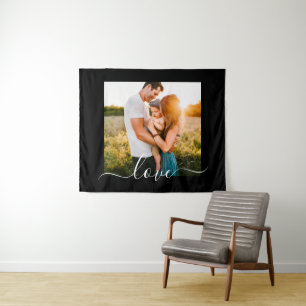 Uw foto Tapestry Sjabloon Love Text Black Wandkleed