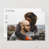 Uw foto + "update" tekst uitgesteld bruiloft briefkaart (Voorkant / Achterkant)