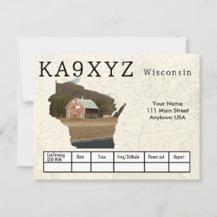 Uw foto Wisconsin Shaped Cutout Custom QSL Briefkaart