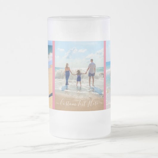 Uw fotocollage en aangepaste tekst gepersonaliseer matglas bierpul (Center)