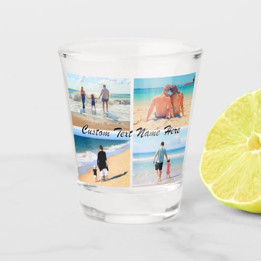 Uw Fotocollage Shot Glass met aangepaste tekst Glas (Voorkant)