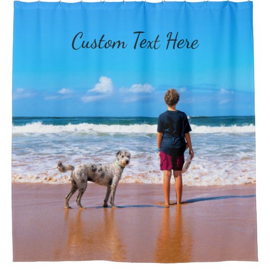 Uw Fotodouchegordijn met aangepaste tekst Douchegordijn (Voorkant)
