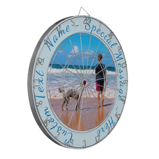 Uw fotokarton met aangepaste tekst dartbord (Voorkant Links)