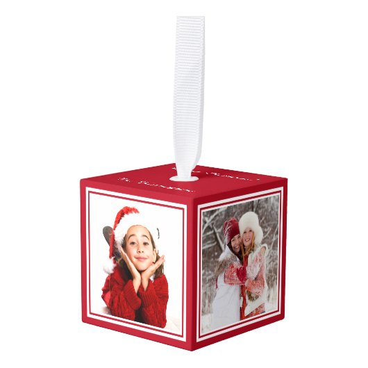 UW FOTO'S aangepast kerstversiering Kubus Ornament (Voorkant hoekig)