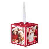 UW FOTO'S aangepast kerstversiering Kubus Ornament (Achter hoekig)