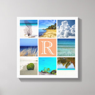 Uw foto's collage Sjabloon met monogram Canvas Afdruk