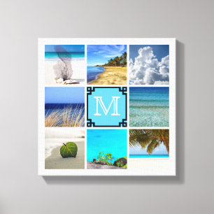 Uw foto's collage Sjabloon met wit monogram Canvas Afdruk