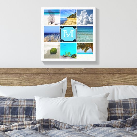 Uw foto's collage Sjabloon met wit monogram Canvas Afdruk (Insitu (Slaapkamer))