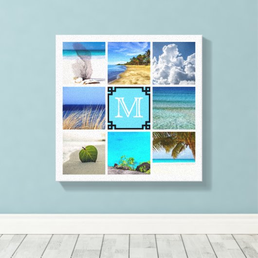 Uw foto's collage Sjabloon met wit monogram Canvas Afdruk (Insitu (Houten vloer))