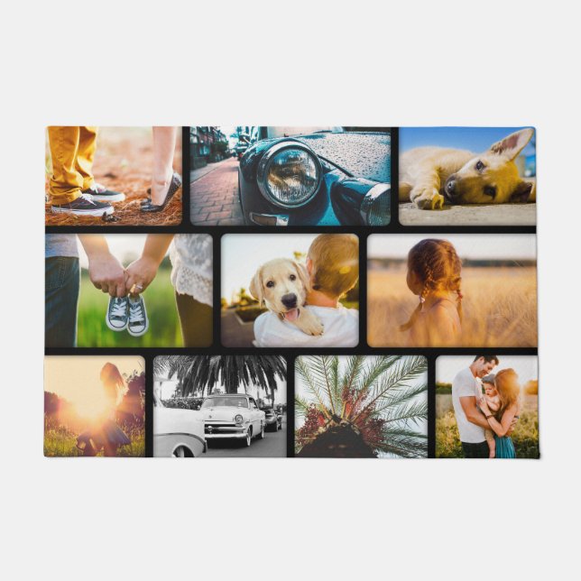 Uw foto's Doormat Collage Black Deurmat (Voorkant)
