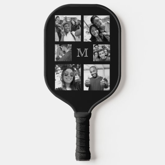 UW FOTO'S draaien aangepaste B & W-monogram om Pickleball Paddle (Voorkant)