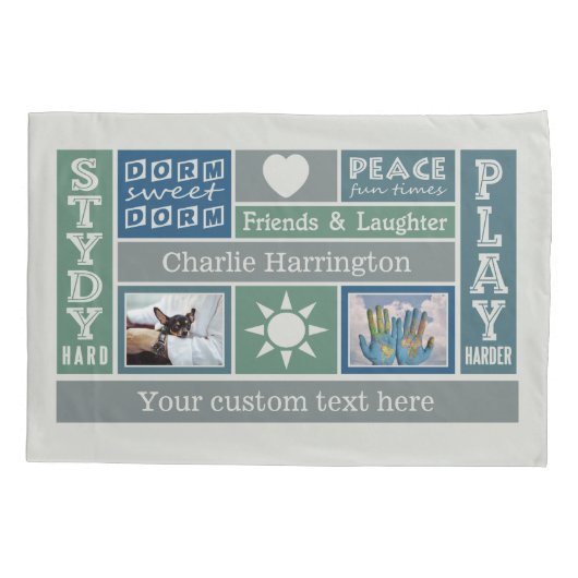 UW FOTO'S EN NAAM aangepaste room kussensloop (Achterkant)