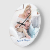 Uw foto's en namen in blauw script grote klok (Hoek)