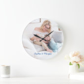 Uw foto's en namen in blauw script grote klok (Huis)