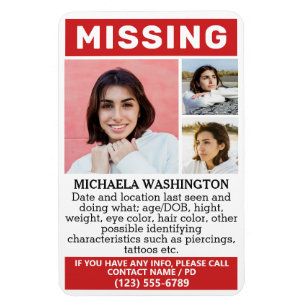 UW Foto's en tekst "MISSING" Magneet