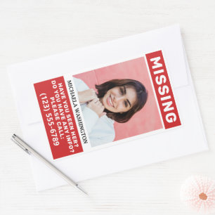 UW Foto's en tekst "MISSING PERSON" Rechthoekige Sticker