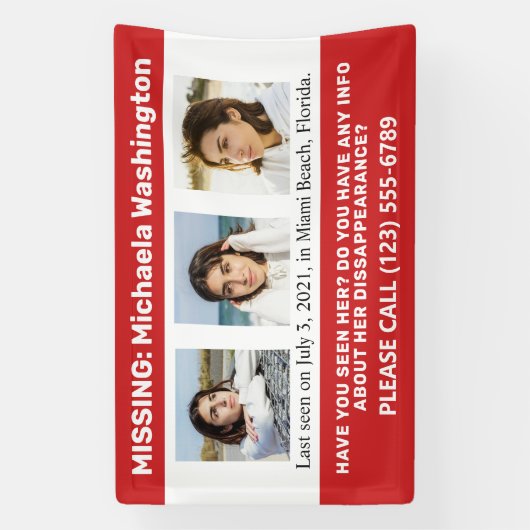 UW Foto's en tekst "MISSING PERSON" Spandoek (Verticaal)