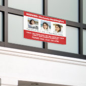 UW Foto's en tekst "MISSING PERSON" Spandoek (Buitenkant Gebouw)
