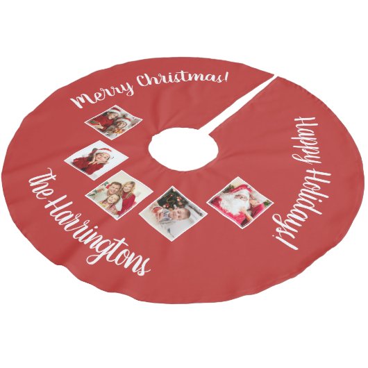 UW foto's, naam en kerstmis met kleur Kerstboom Rok (Gekanteld)