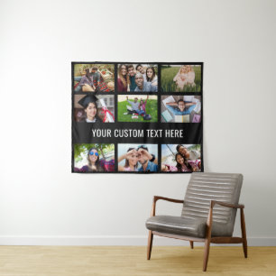 UW FOTO'S, TEKST EN KLEUREN, aangepast tapijt Wandkleed