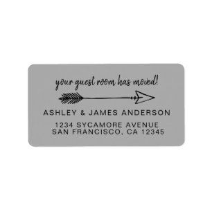 Uw gastkamer heeft grijs nieuw adres verplaatst etiket