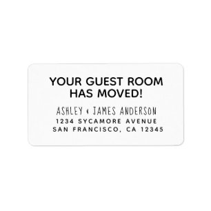 Uw gastkamer heeft zwart wit nieuw adres verplaats etiket