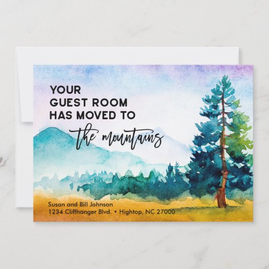 Uw gastkamer verplaatst naar het bergen New Home Aankondiging (Voorkant)