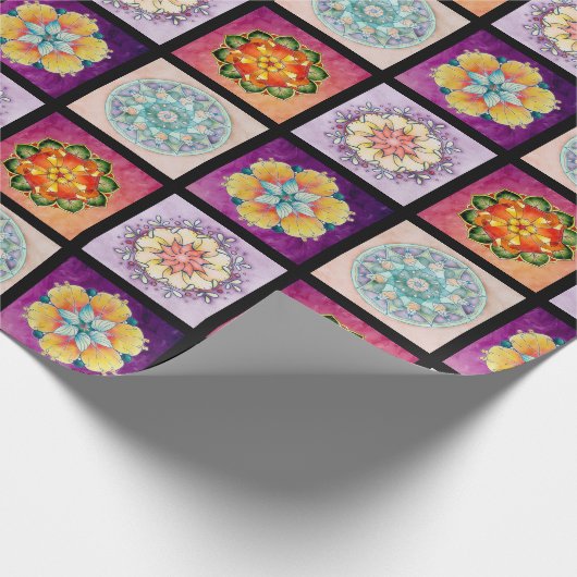 Uw gekleurd mandalaspakpapier - zwart cadeaupapier (Hoek)