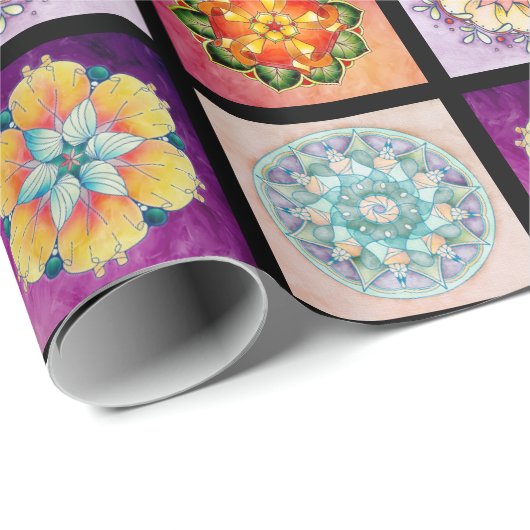 Uw gekleurd mandalaspakpapier - zwart cadeaupapier (Rol Hoek)