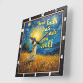 Uw geloof heeft u gezond gemaakt vierkante klok (Hoek)