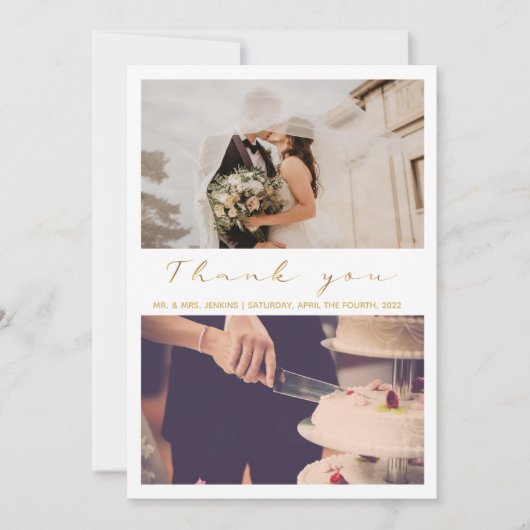 Uw gelukkige trouwfoto, moderne bedankkaart (Voorkant)
