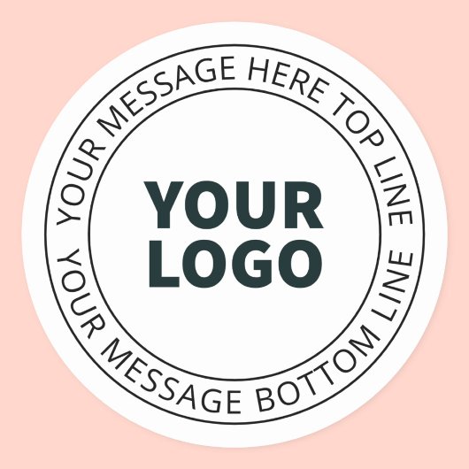 Uw geüploade Logo + bewerkbare circulaire tekst Ronde Sticker