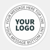 Uw geüploade Logo + bewerkbare circulaire tekst Ronde Sticker (Voorkant)