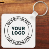 Uw geüploade Logo + bewerkbare circulaire tekst Sleutelhanger (Achterkant)