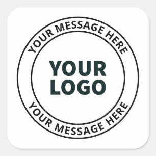 Uw geüploade Logo + bewerkbare circulaire tekst Vierkante Sticker