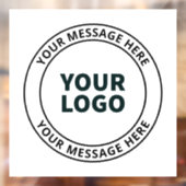 Uw geüploade logo + bewerkbare cirkelvormige tekst raamsticker (Vel 2)