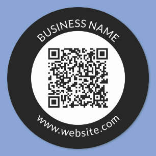 Uw geüploade QR-code Bewerkbare tekst en kleuren Ronde Sticker